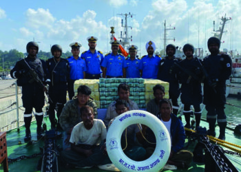 ICG ship detains suspicious Myanmarese vessel with 6 crew near Little Andaman Island for carrying drugs