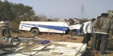 Driver among 6 dead, 20 injured as bus turns turtle in Junagadh