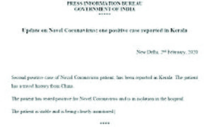 Kerala confirms second coronavirus case, patient being closely monitored