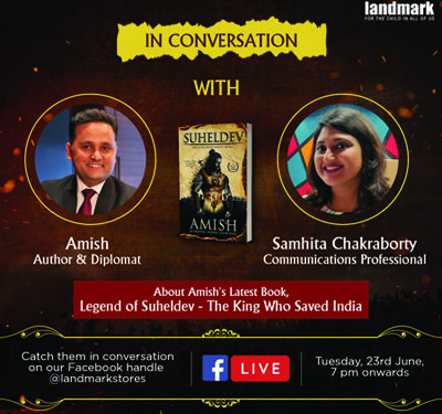 Author and Diplomat Amish Tripathi talks about his latest release – Legend of Suheldev: The King Who Saved India – today evening at 7 p.m.