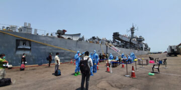 INS Shardul brings back 233 Indians, mostly fishermen of Valsad, from Iran to Porbandar