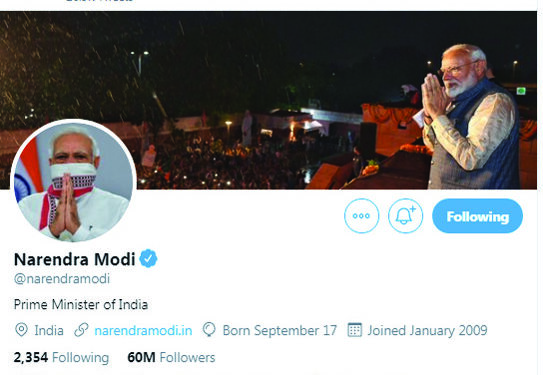 PM Modi now has 6 crore followers on Twitter