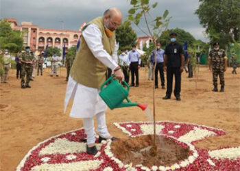 Union Home Minister Amit Shah kicks off nationwide tree plantation drive of the CAPFs at Gurugram CRPF Camp