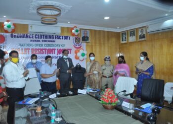 Bullet-Resistant Jackets Produced Under Atma Nirbhar Bharat Abhiyan Handed Over To TN Police By OCF, AVADI