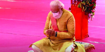 Prime Minister Narendra Modi lays foundation for Ram temple at Ayodhya