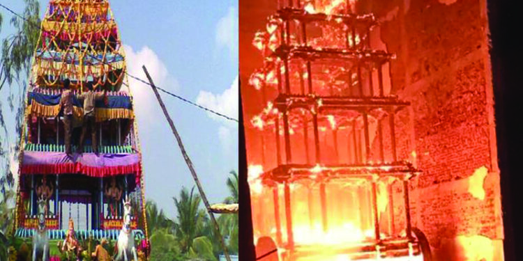Wooden chariot of famous temple in AP gutted in fire
