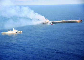 Oil tanker on fire off Sri Lanka coast towed to safety