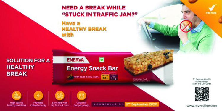 Vestige expands its Health Food portfolio by launching Enerva Energy Snack Bar