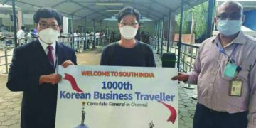1,000th business traveller from Korea arrives in Chennai since lockdown