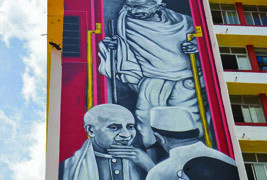 80 Ft Wall Mural Of Mahatma Gandhi Unveiled At Chennai Central Suburban Terminal (MMC)