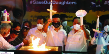 DMK MP Kanimozhi leads candle light march over Hathras incident