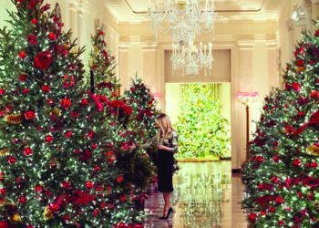 Melania Trump unveils White House Christmas decor on “America the Beautiful” theme