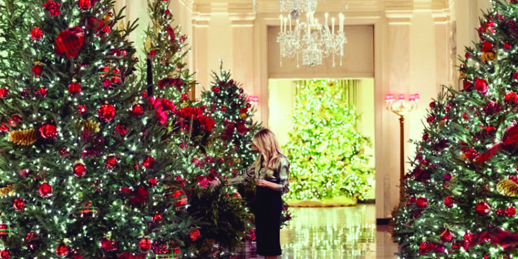 Melania Trump unveils White House Christmas decor on “America the Beautiful” theme