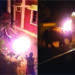 Unidentified man hurls burning tyre on straying wild elephant