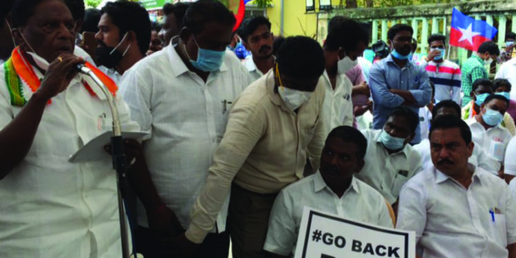 Ruling alliance in Puducherry stages protest seeking recall of Lt Governor Kiran Bedi