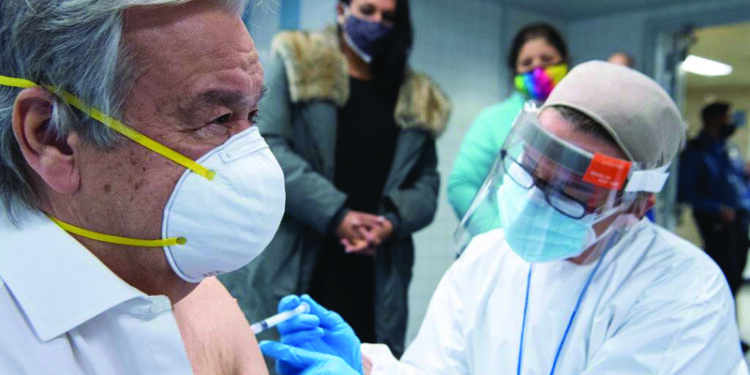 UN chief Antonio Guterres receives first shot of COVID-19 vaccine