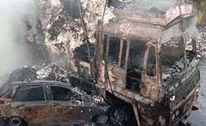 Three women charred to death as car catches fire after colliding with cotton-laden truck at Gondal