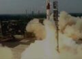 PSLV-C51 carrying 19 satellites lifts-off from Sriharikota
