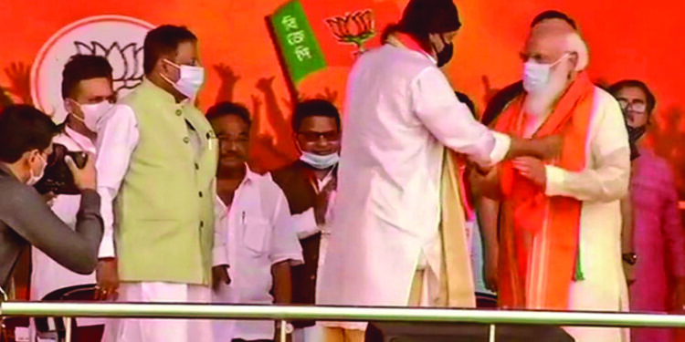 Bollywood actor Mithun Chakraborty joins BJP ahead of PM’s rally in Kolkatta