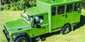 Land Rover designed by Prince Philip centre stage of his funeral procession