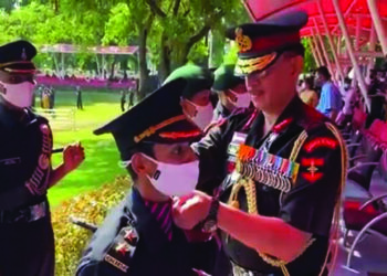 Pulwama martyr’s wife dons Army uniform; Lt Gen Joshi puts stars on her shoulders at OTA in Chennai