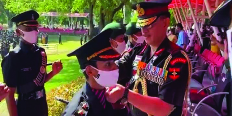 Pulwama martyr’s wife dons Army uniform; Lt Gen Joshi puts stars on her shoulders at OTA in Chennai