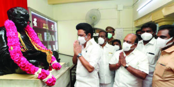 TN CM Stalin visits Anna memorial in Kancheepuram