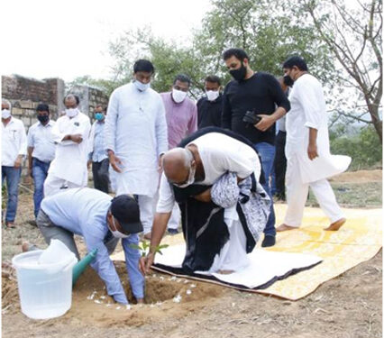 Spiritual leader and preacher Morari Bapu plants trees to mark World Environment Day