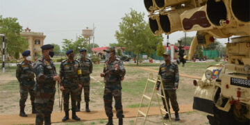 Konark Corps GOC Lt General PS Minhas reviews operational readiness at Nasirabad Military Station