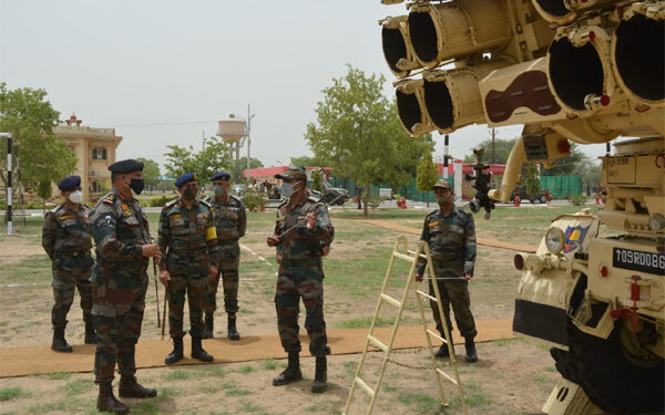 Konark Corps GOC Lt General PS Minhas reviews operational readiness at Nasirabad Military Station
