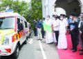 CM Stalin flags off 10 ambulances donated by Karur Vysya Bank at the Secretariat