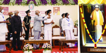 Prez all praise for century-old TN legislature’s social reforms, unveils portrait of Kalaignar Karunanidhi