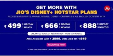 Jio brings new prepaid plans with Disney+ Hotstar subscription from September 1