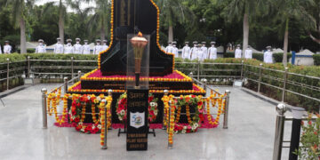 Swarnim Vijay Varsh Victory Flame reaches Air Force Station Jamnagar
