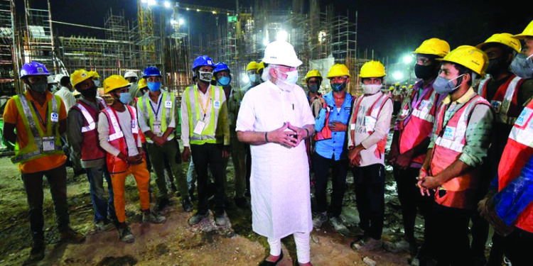 PM Modi visits new parliament building construction site