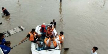 INS Sardar Patel, INS Valsura conduct relief and rescue operations in Jamnagar, Rajkot
