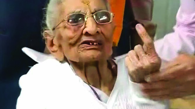 PM Modi’s nonagenarian mother performs her democratic duty, casts vote in Gandhinagar civic polls