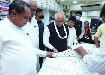 Gujarat CM Patel urges all to assimilate Mahatma Gandhi’s ideals of non-violence, cleanliness; buys khadi