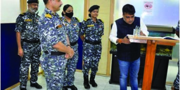 State MoS Home Harsh R Sanghavi visits Indian Coast Guard Regional HQ (North West) today