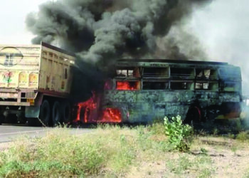 11 burnt to death after bus-truck collision in Barmar; PM Modi announces ex gratia of Rs 2L