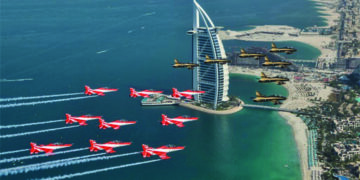 IAF’s Suryakiran Aerobatics Team and UAE’s Al Fursan Display Team enthrall all