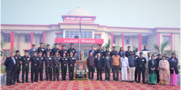 Brig AK Chaturvedi receives Swarnim Vijay Varsh Victory Flame at 508 Army Base Workshop