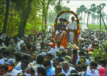 Rustic beauty comes alive: CJI NV Ramana takes bullock cart ride during a visit to native village in AP