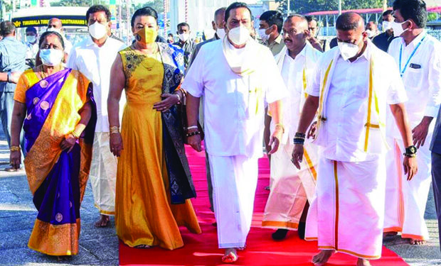 Sri Lanka PM Rajapaksa worships at Lord Venkateswara temple