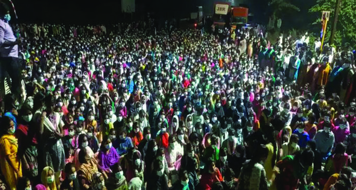 Woman workers stage protest over food poisoning ‘death’ at unit canteen, block Chennai-Bengaluru arterial highway in Kancheepuram dist