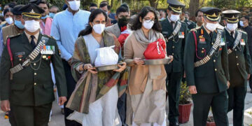 Daughters immerse ashes of General Rawat, wife in Ganga in Haridwar 
