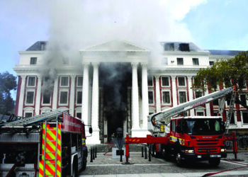 Fire burns South Africa’s 200 year old Parliament building in Cape Town