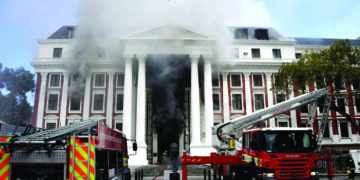 Fire burns South Africa’s 200 year old Parliament building in Cape Town