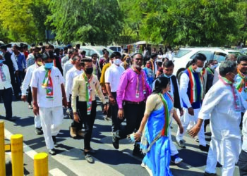 GPCC takes out ‘march for justice’ demanding Rs 4 lakh COVID ex gratia for kin of all victims