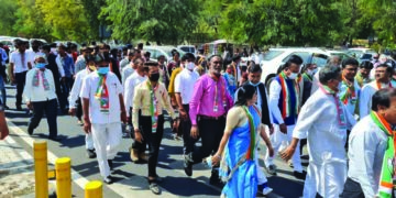 GPCC takes out ‘march for justice’ demanding Rs 4 lakh COVID ex gratia for kin of all victims